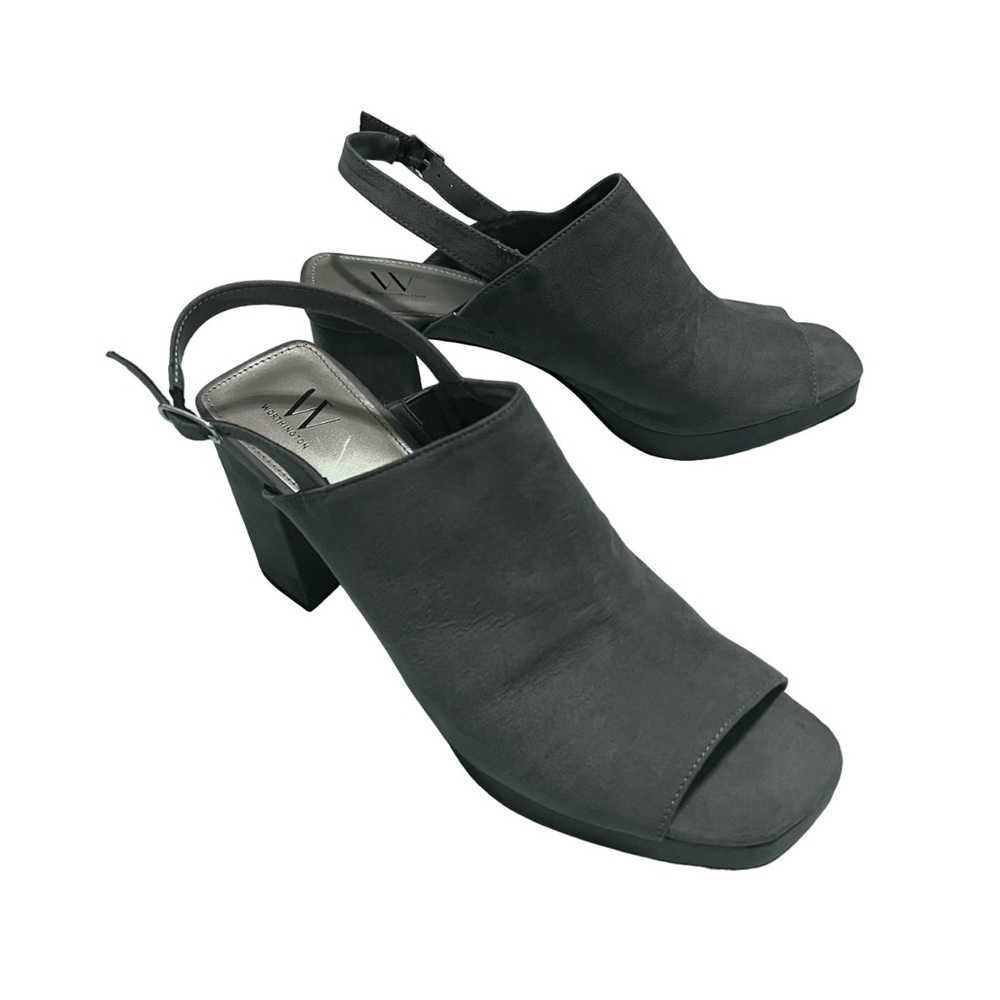 Worthington Faux Suede Gray Open Toe Sling-backs Size 11